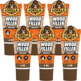 Gorilla All Purpose Wood Filler, Walnut Color, 6 Ounce Tube (Pack of 6) - Water Resistant for Indoor or Outdoor Projects and Repairs