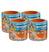 Gorilla Waterproof Patch & Seal Tape, Clear Tape, 4" x 8' (Pack of 4) - Permanent Weather Resistant Seal for Leaks and Repairs