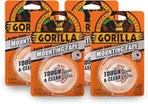 Gorilla Tough & Clear; Double Sided Mounting Tape; Weatherproof; 1" x 60"; Clear; (Pack of 4)