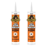 Gorilla 100% Silicone Sealant All Purpose, 10 Ounce Cartridge, White (Pack of 2)