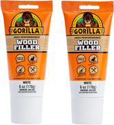 Gorilla All Purpose Wood Filler, White Wood Filler, 6 Ounce Tube (Pack of 2) - Water Resistant for Indoor or Outdoor Projects and Repairs