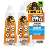 Gorilla 100% Silicone Caulk, Waterproof Sealant, 2.8oz Squeeze Tube (Pack of 2) – White -10 Year Mold Resistant Kitchen, Window, Bath, Marine, Door and More