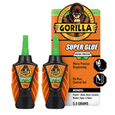 Gorilla Micro Precise 超级胶水凝胶,氰基丙烯酸酯胶,快速设置,精确分配工具,防堵塞盖,透明,5.5 克(2 件装)