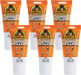 Gorilla All Purpose Wood Filler, White Wood Filler, 6 Ounce Tube (Pack of 6) - Water Resistant for Indoor or Outdoor Projects and Repairs