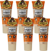 Gorilla All Purpose Wood Filler, Natural Color, 6 Ounce Tube (Pack of 6) - Water Resistant for Indoor or Outdoor Projects and Repairs