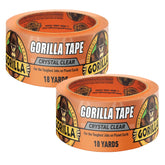 Gorilla Crystal Clear Tape, 1.88” x 18 yd (Pack of 2) - Weather Resistant for Indoor or Outdoor Projects and Repairs