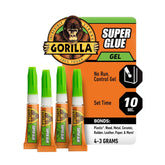 Gorilla 超级胶凝胶,透明胶,四支 3 克管(1 件装) - 多用途和快速设置用于项目和维修