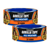 Gorilla All Weather Duct Tape, Black, 1.88" x 25 yd (Pack of 2) - UV and Temperature Resistant Waterproof Tape for Outdoor Repairs