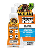 Gorilla 100% Silicone Caulk, Waterproof Sealant, 2.8oz Squeeze Tube (Pack of 1) – White -10 Year Mold Resistant Kitchen, Window, Bath, Marine, Door and More