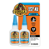 Gorilla 超级胶水 XL,透明胶,25 克(2 件装) - 用于项目和维修的多用途和快速设置