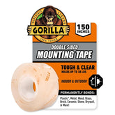 Gorilla Tough & Clear Double Sided Mounting Tape, Clear Tape, 1" x 150" (Pack of 12) - Weatherproof for Indoor or Outdoor