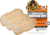 Gorilla 坚韧透明双面安装胶带,防风雨,2.54 厘米 x 152.40 厘米,透明(12 件装)