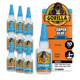 Gorilla 超级胶水,透明胶,20 克(10 个装) - 用于项目和维修的多用途和快速设置