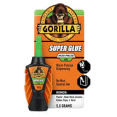 Gorilla Micro Precise 超级胶水凝胶,氰基丙烯酸酯胶,快速设置,精确分配工具,防堵塞盖,透明,5.5 克(1 件装)
