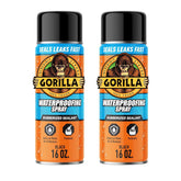 Gorilla Waterproofing Spray Black, Flexible Rubberized Sealant Coating, Paintable UV Resistant, Seals Water Air Moisture, 16 oz (Pack of 2), for Roofs Gutters Skylights RVs Windows & More