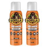 Gorilla Heavy Duty Spray Adhesive, Multi Purpose & Repositionable, Clear, 14 oz (Pack of 2) Bonds Paper, Cardboard, Foam, Fabric, Photo Safe, Non-Yellowing, Indoor & Outdoor