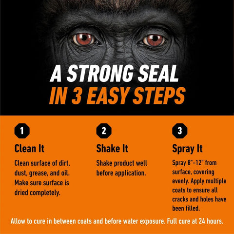 Gorilla Waterproofing Spray Clear, Flexible Rubberized Sealant Coating, Paintable UV Resistant, Seals Water Air Moisture, 14 oz (Pack of 1), for Roofs Gutters Skylights RVs Windows & More
