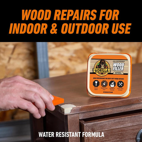 Gorilla All Purpose Wood Filler Wood Repair Kit with Putty Knife and Sanding Block
