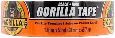 Gorilla Duct Tape,Black Tape,1.88" x 50 yd - Heavy Duty and Weather Resistant for Indoor or Outdoor,(Pack of 6)