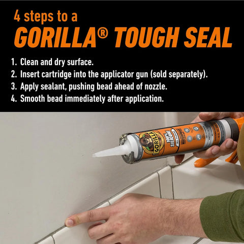 Gorilla 100% Silicone Sealant All Purpose, 10 Ounce Cartridge, Clear (Pack of 2)