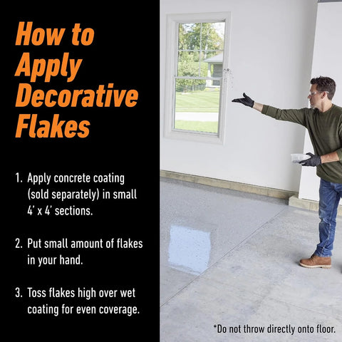 Gorilla Garage Floor Coating Decorative Flakes – Gray, Black & White Blend – Matches High-Gloss Gray Kit – Hides Dirt & Imperfections – Use with Epoxy or Concrete Coatings – Covers up to 550 sq. ft.