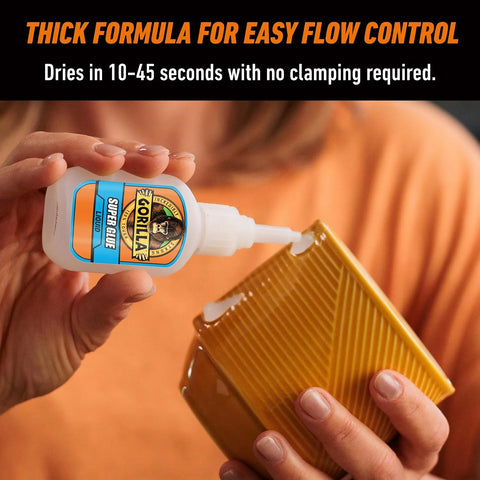 Gorilla Super Glue Value Size, Fast‑Setting Strong Bond, Impact‑Tough Formula Clear, 28 Grams