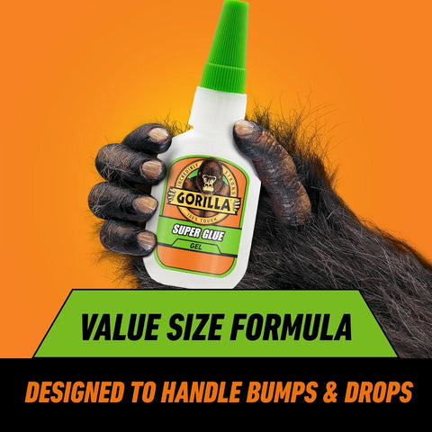 Gorilla Super Glue Gel Value Size, Fast‑Setting Strong Bond, Impact‑Tough Formula, Clear, 28 Grams