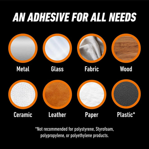 Gorilla Clear Grip Waterproof Contact Adhesive; Fast-Setting; Waterproof; Flexible; Permanent Bond; 3 Ounce Tube; Crystal Clear (Pack of 3)