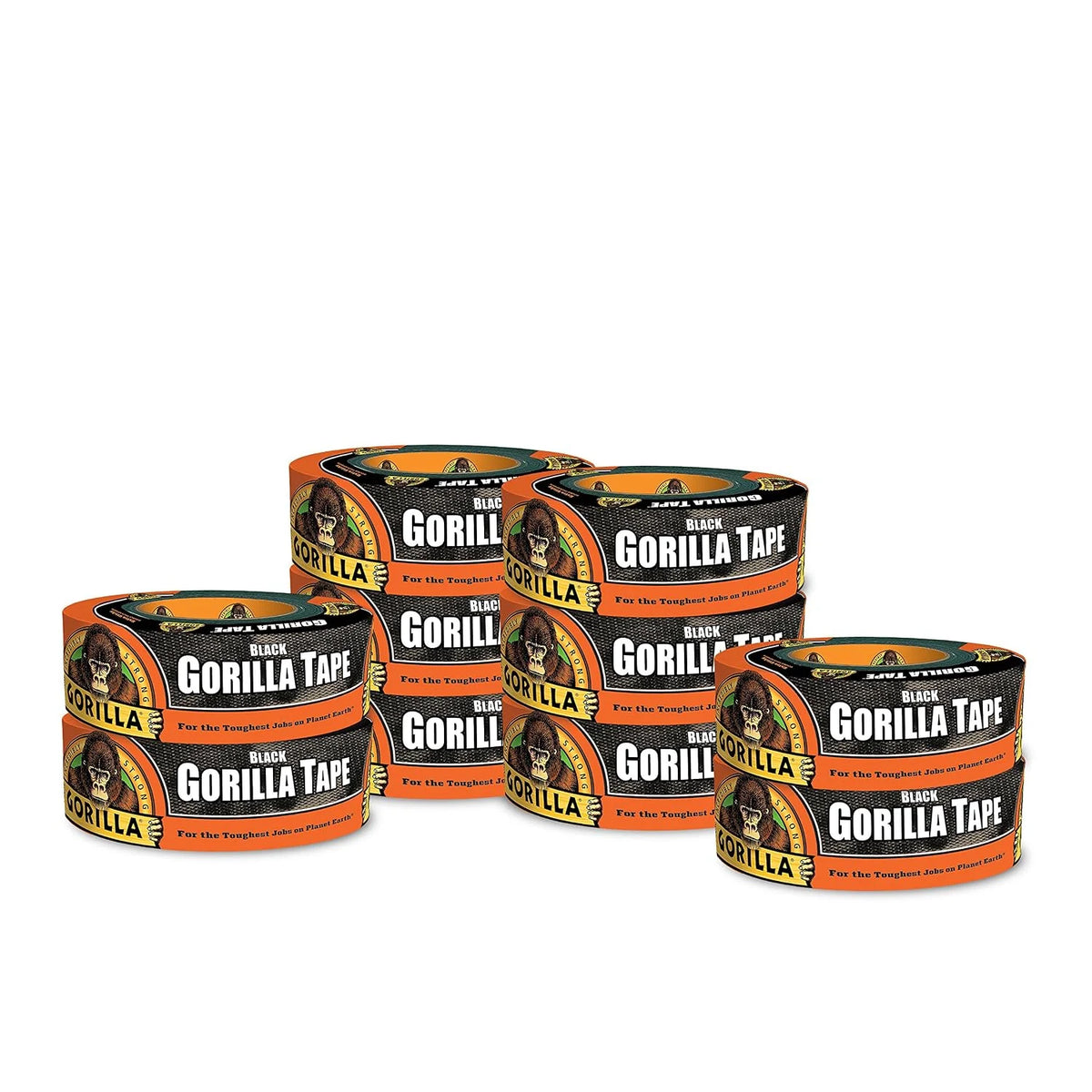 Gorilla Duct Tape, Black Tape, 1.88" x 35 yd, Heavy Duty and Weather Resistant for Indoor or Outdoor, (Pack of 12)