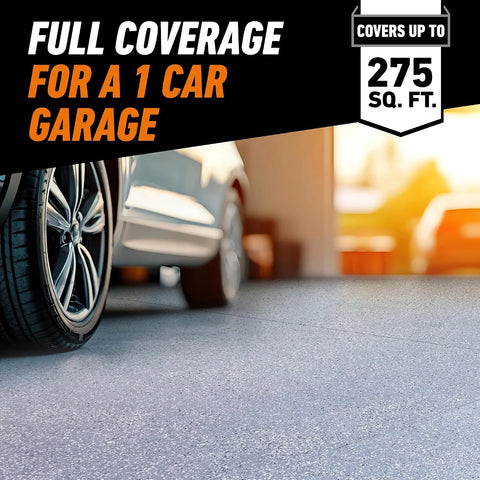 Gorilla Epoxy Garage Floor Coating (7 pc) Kit, 1-Car, Concrete Flooring, 100% Solids, Superior Adhesion, Incredibly Durable High Gloss Gray Finish, 275 sq. ft. Coverage