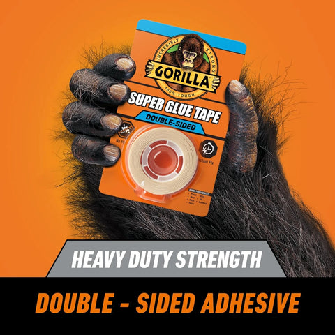 Gorilla Super Glue Tape, Multi-Purpose, Permanent, Double Sided, High Tack, 5/8in x 20ft, Clear (Pack of 1)