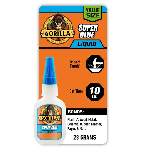 Gorilla Super Glue Value Size, Fast‑Setting Strong Bond, Impact‑Tough Formula Clear, 28 Grams