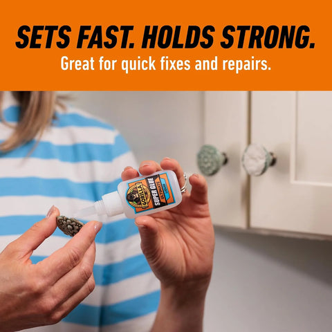 Gorilla Ultimate Super Glue, Clear Glue, 15 Grams (Pack of 1) - Fast-Setting Cyanoacrylate for Quick Fixes & Repairs with Anti-Clog Cap