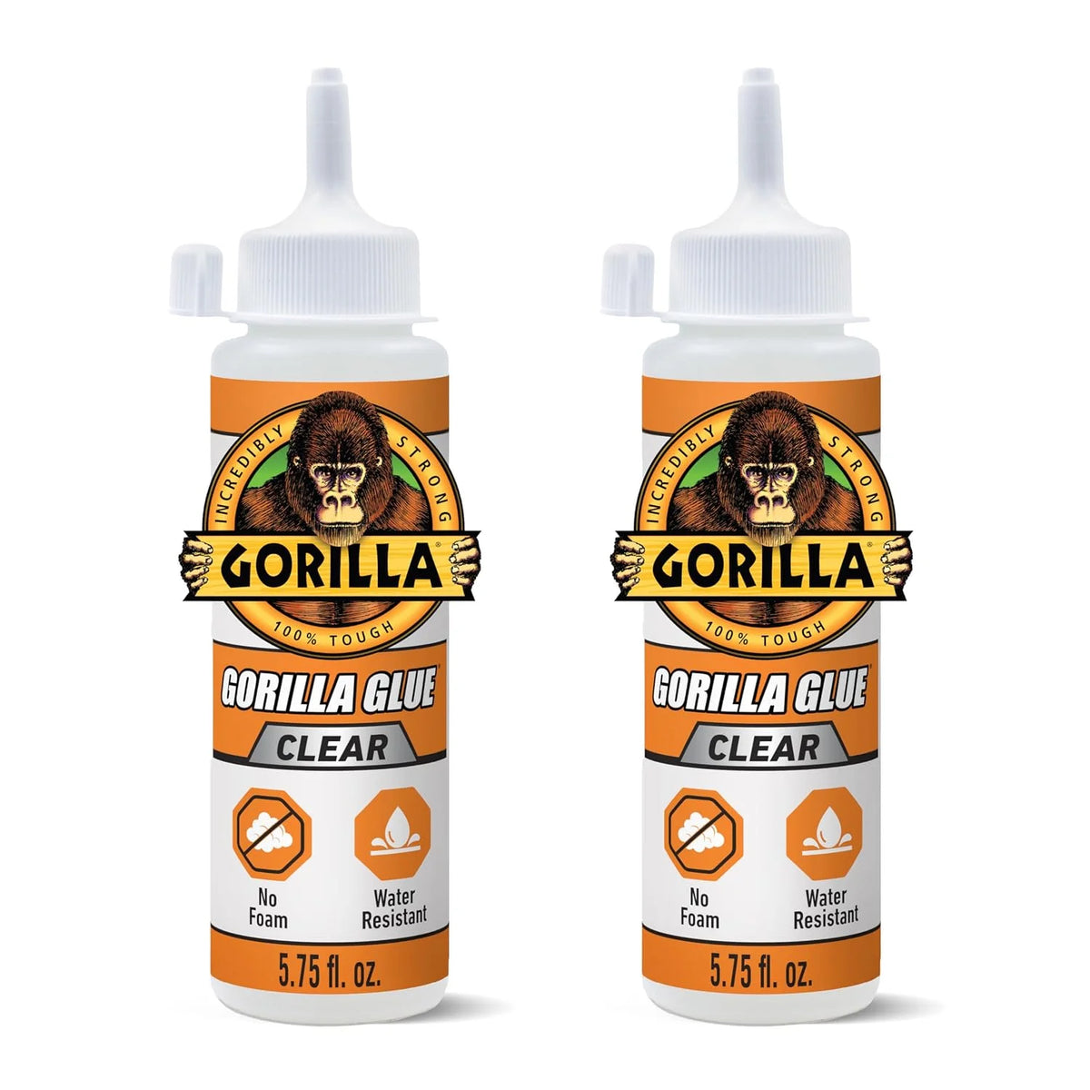 Gorilla Clear Glue, 5.75 Ounce Bottle (Pack of 2) - Crystal Clear, All Purpose, and Water Resistant