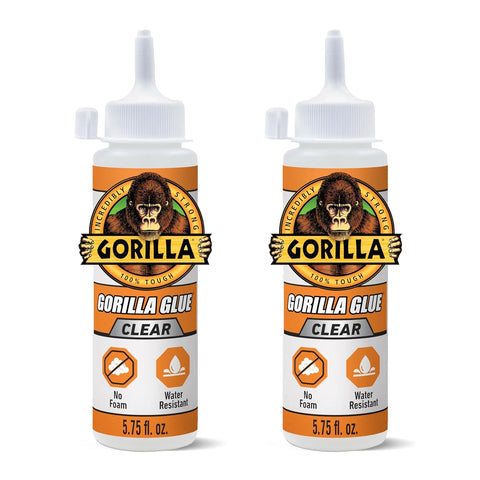 Gorilla Clear Glue, 5.75 Ounce Bottle (Pack of 2) - Crystal Clear, All Purpose, and Water Resistant