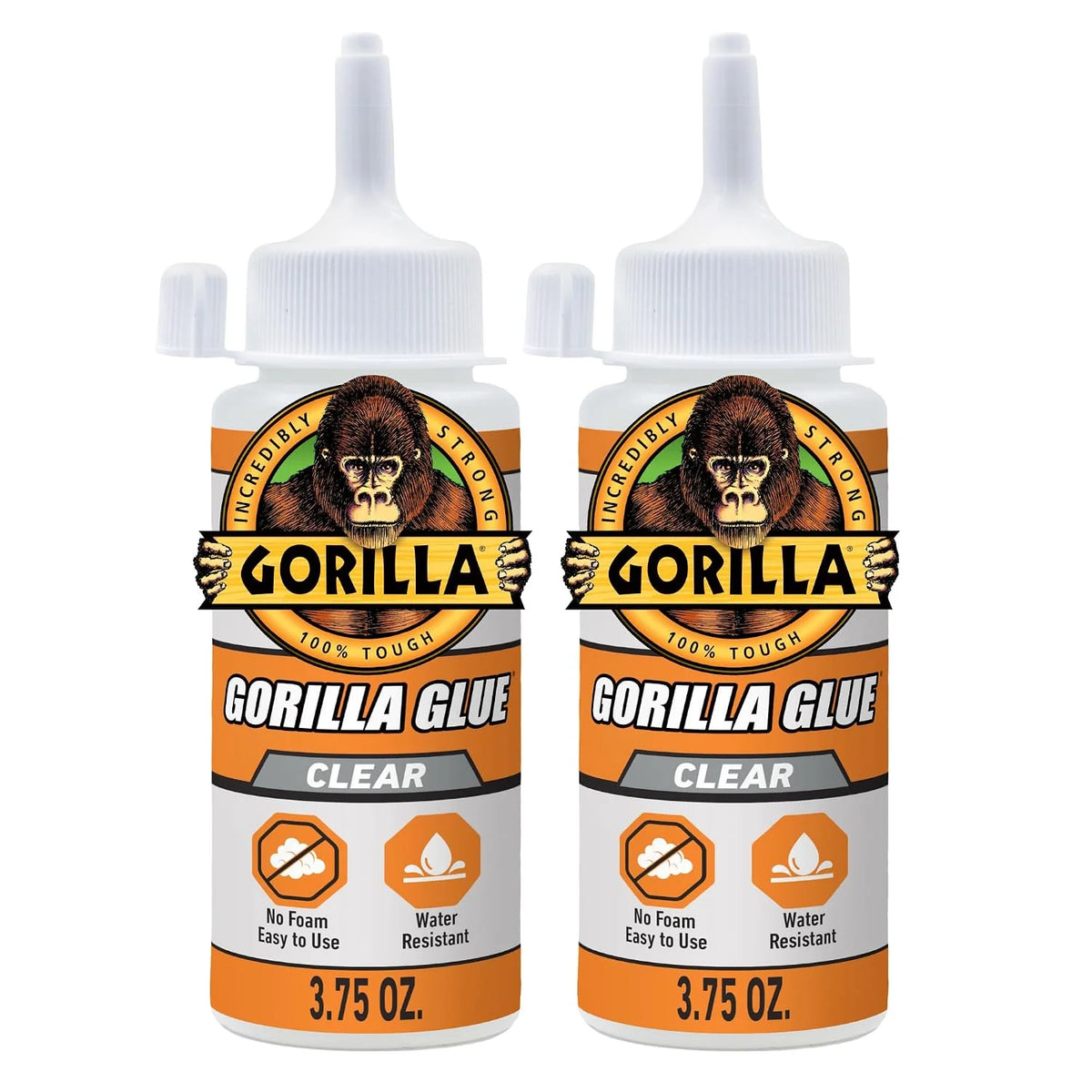 Gorilla Clear Glue, 3.75 Ounce Bottle (Pack of 2) - Crystal Clear, All Purpose, and Water Resistant