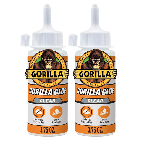 Gorilla Clear Glue, 3.75 Ounce Bottle (Pack of 2) - Crystal Clear, All Purpose, and Water Resistant