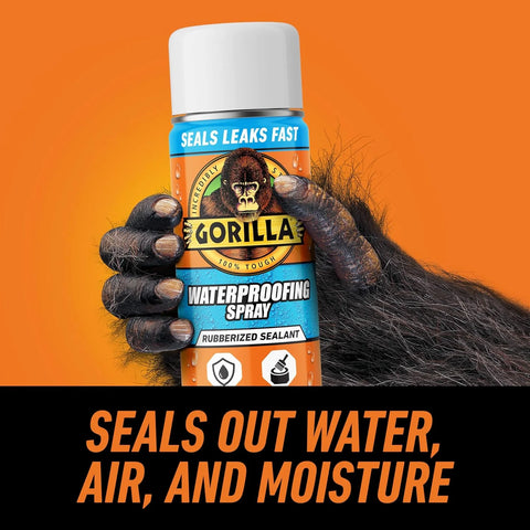 Gorilla Waterproofing Spray White, Flexible Rubberized Sealant Coating, Paintable UV Resistant, Seals Water Air Moisture, 16 oz (Pack of 1), for Roofs Gutters Skylights RVs Windows & More