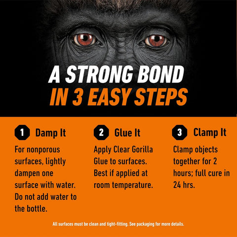 Gorilla Clear Glue, 5.75 Ounce Bottle (Pack of 2) - Crystal Clear, All Purpose, and Water Resistant