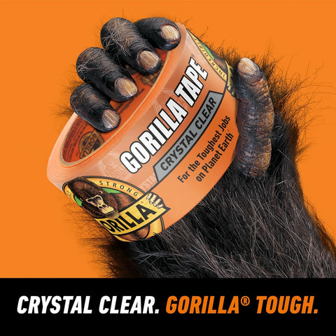 Gorilla Crystal Clear Tape, 1.88” x 18 yd (Pack of 2) - Weather Resistant for Indoor or Outdoor Projects and Repairs