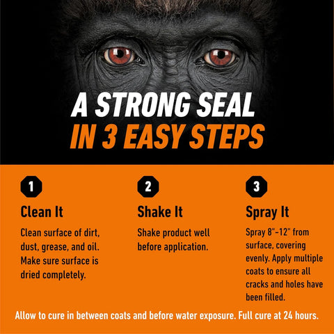 Gorilla Waterproofing Spray Clear, Flexible Rubberized Sealant Coating, Paintable UV Resistant, Seals Water Air Moisture, 14 oz (Pack of 2), for Roofs Gutters Skylights RVs Windows & More