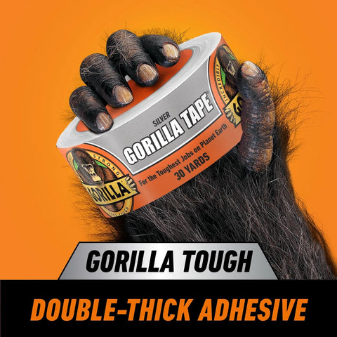 Gorilla Tape, 1.88 in x 30 yd, Silver (Pack of 1) - Duct, Utility, Triple Layer Strength, Indoor & Outdoor, Weather Resistant Shell