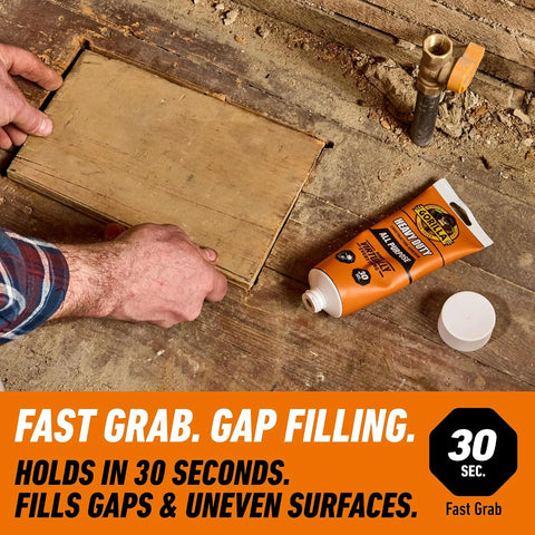 Gorilla Heavy Duty Construction Adhesive, White Glue, 7 Ounce Squeeze Tube (Pack of 2) - Gap Filling and Waterproof