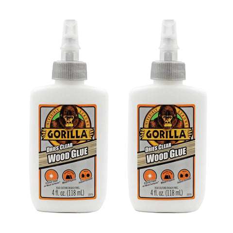 Gorilla Dries 透明木胶,4 盎司(约 113.4 克)瓶装(2 件装)- 防水,适用于室内或室外项目和修理