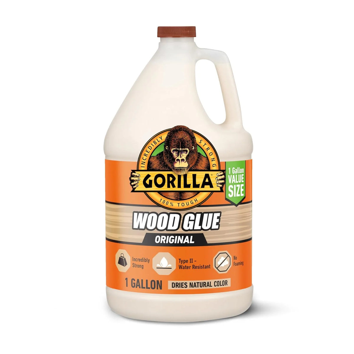 Gorilla 木胶,天然木色,1 加仑(约 3.8 升)瓶装(1 件装) - 防水适用于室内或室外项目和修理