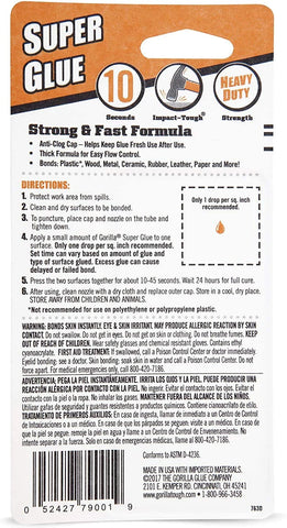 Gorilla Super Glue, Clear Glue, 20 Gram (Pack of 10) - All Purpose and Fast Setting for Projects and Repairs