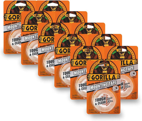 Gorilla Tough & Clear; Double Sided Mounting Tape; Weatherproof; 1" x 60"; Clear; (Pack of 11)
