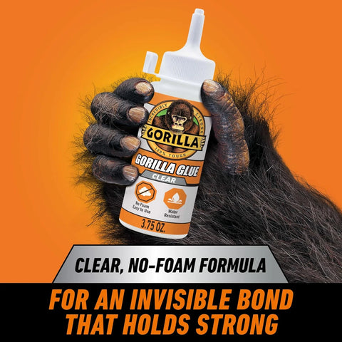 Gorilla Clear Glue, 3.75 Ounce Bottle (Pack of 8) - Crystal Clear, All Purpose, and Water Resistant