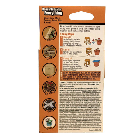 Gorilla Original Gorilla Glue, Brown, Waterproof Polyurethane Glue, 2 Ounce (Pack of 10) - Expands Into Materials, All Purpose