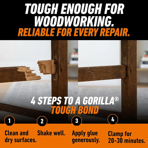Gorilla Wood Glue, 18 Ounce Bottle, Natural Wood Color, (Pack of 1)